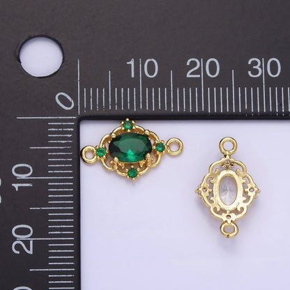 14K Gold Filled Clear, Green, Red CZ Artisan Connector | G350 - G351