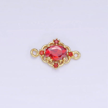 14K Gold Filled Clear, Green, Red CZ Artisan Connector | G350 - G351