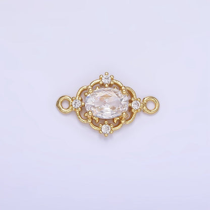 14K Gold Filled Clear, Green, Red CZ Artisan Connector | G350 - G351