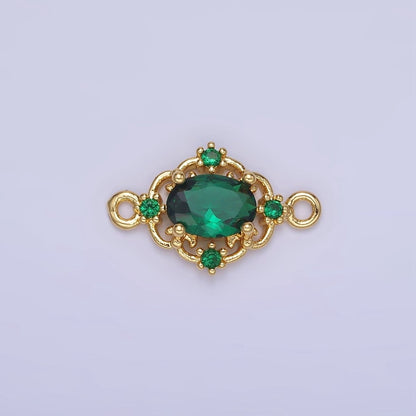 14K Gold Filled Clear, Green, Red CZ Artisan Connector | G350 - G351