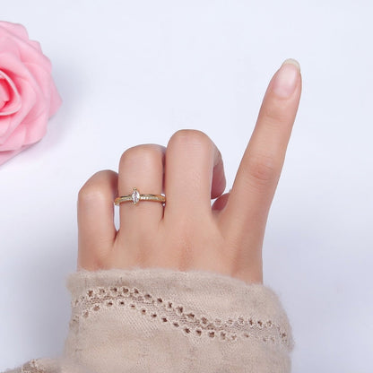 14K Gold Filled Clear Marquise Micro Paved CZ Solitaire Ring