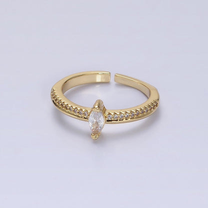 14K Gold Filled Clear Marquise Micro Paved CZ Solitaire Ring