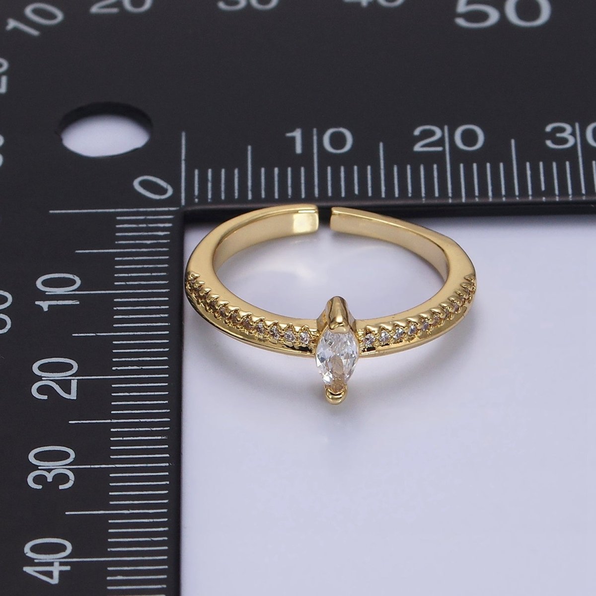 14K Gold Filled Clear Marquise Micro Paved CZ Solitaire Ring