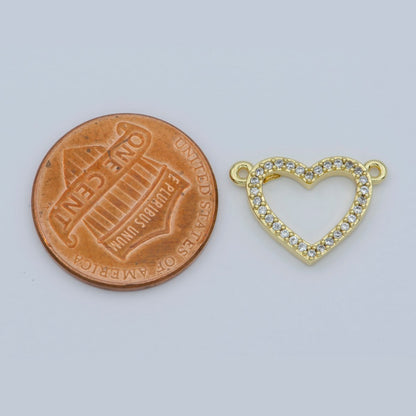 14k Gold Filled Clear Micro Pave CZ Heart Charm Connector Micro Pave CZ Heart Bracelet Connector For Bracelet Necklace Supply DIY Jewelry F-882