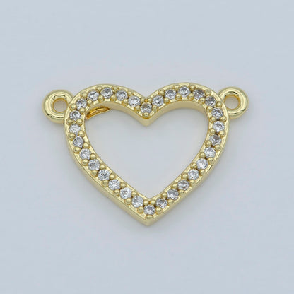 14k Gold Filled Clear Micro Pave CZ Heart Charm Connector Micro Pave CZ Heart Bracelet Connector For Bracelet Necklace Supply DIY Jewelry F-882