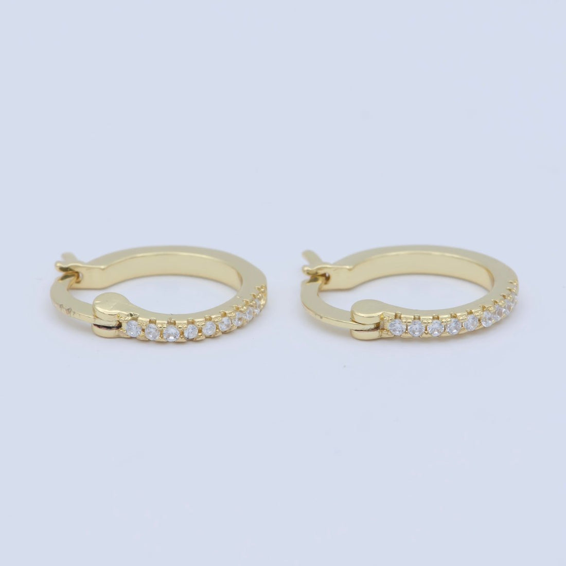 14K Gold Filled 15mm Micro Paved CZ Cartilage Latch Hoop Earrings | AB1198