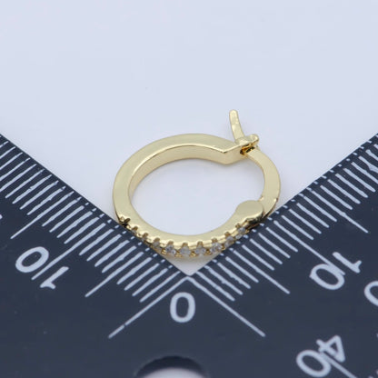 14K Gold Filled 15mm Micro Paved CZ Cartilage Latch Hoop Earrings | AB1198