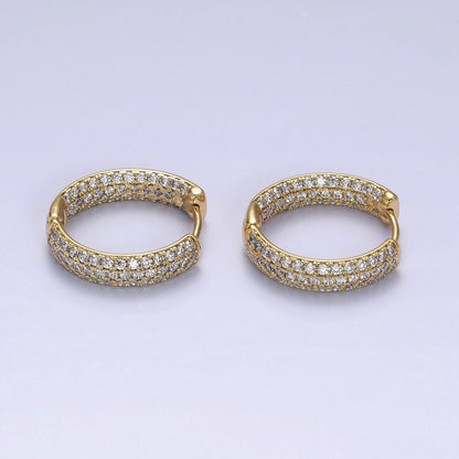 14K Gold Filled Clear Micro Paved CZ Front-Facing 18mm Hoop Earrings | AD-428