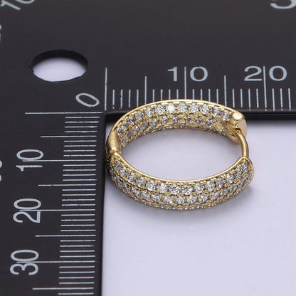 14K Gold Filled Clear Micro Paved CZ Front-Facing 18mm Hoop Earrings | AD-428