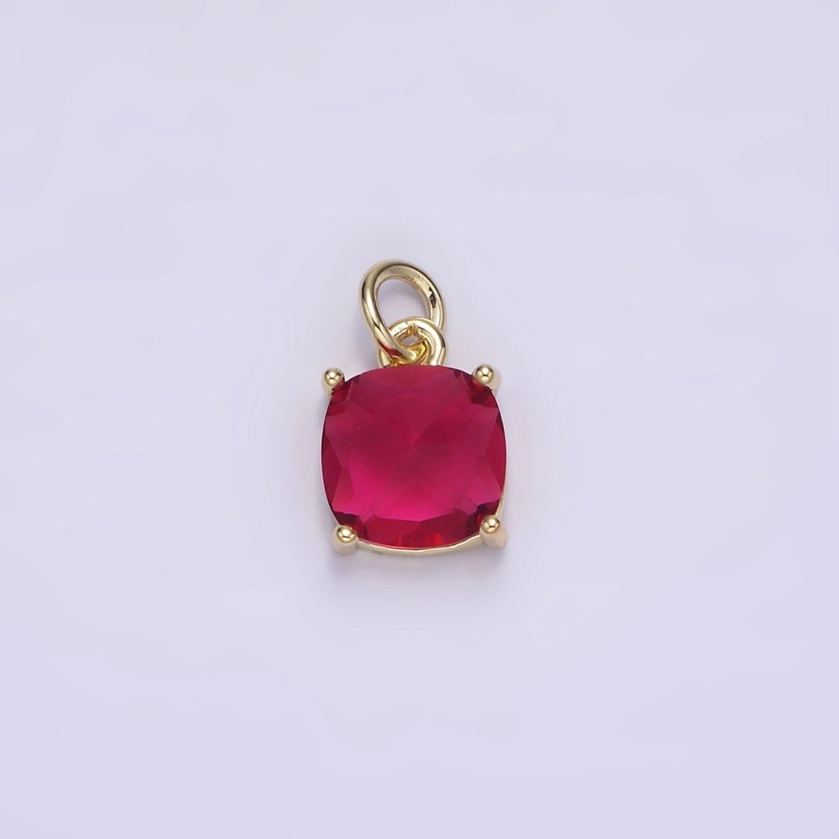 14K Gold Filled Clear, Orange, Pink, Fuchsia, Red Rounded Square CZ Add-On Charm | AG319 - AG323