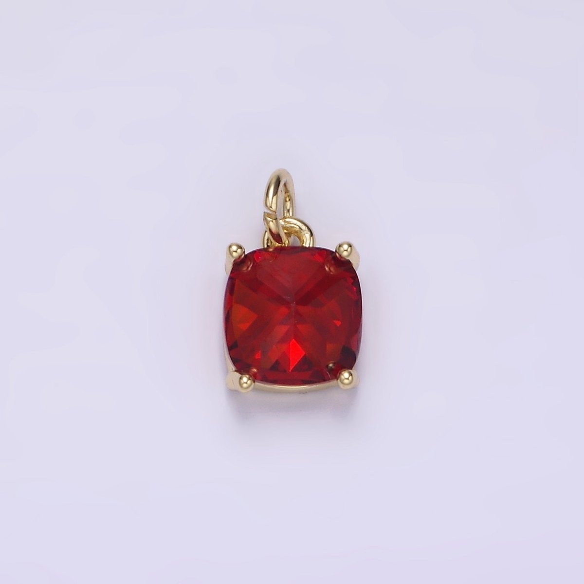 14K Gold Filled Clear, Orange, Pink, Fuchsia, Red Rounded Square CZ Add-On Charm | AG319 - AG323
