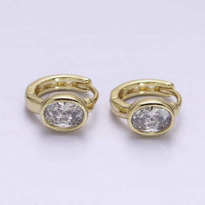 14K Gold Filled Clear Oval CZ 12mm Cartilage Earrings | AE807