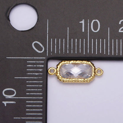 14K Gold Filled Clear Oval CZ Multifaceted Braided Bezel Connector | G793