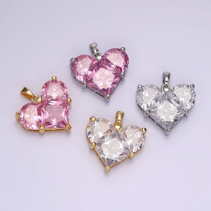 14K Gold Filled Clear, Pink Pixelated Pendant in Gold &amp; Silver | N1809 - N1812