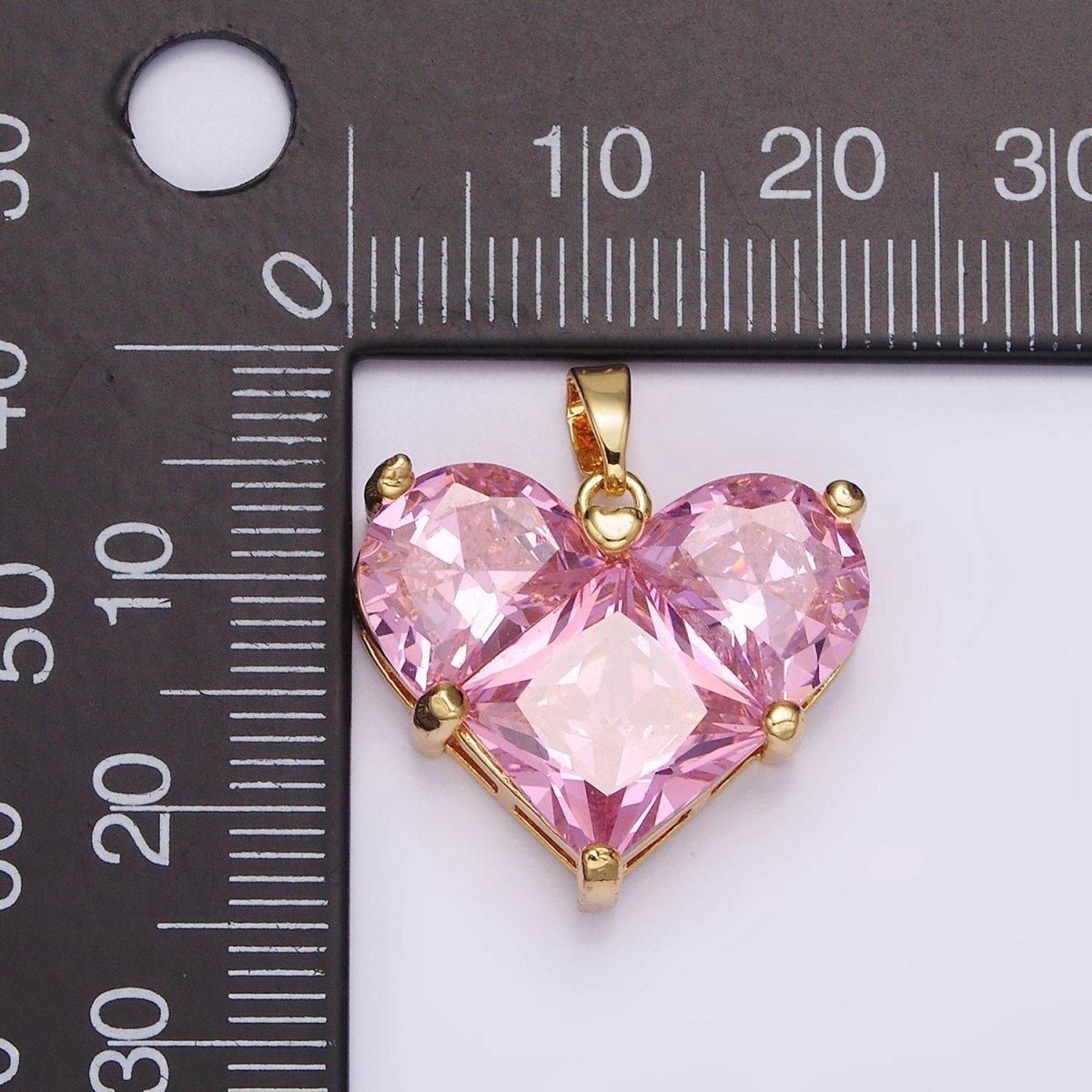 14K Gold Filled Clear, Pink Pixelated Pendant in Gold &amp; Silver | N1809 - N1812