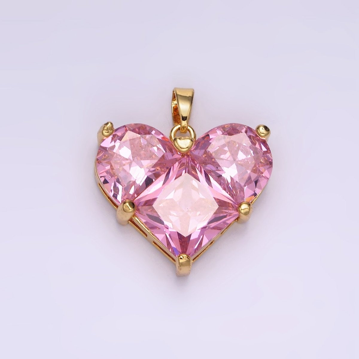 14K Gold Filled Clear, Pink Pixelated Pendant in Gold &amp; Silver | N1809 - N1812