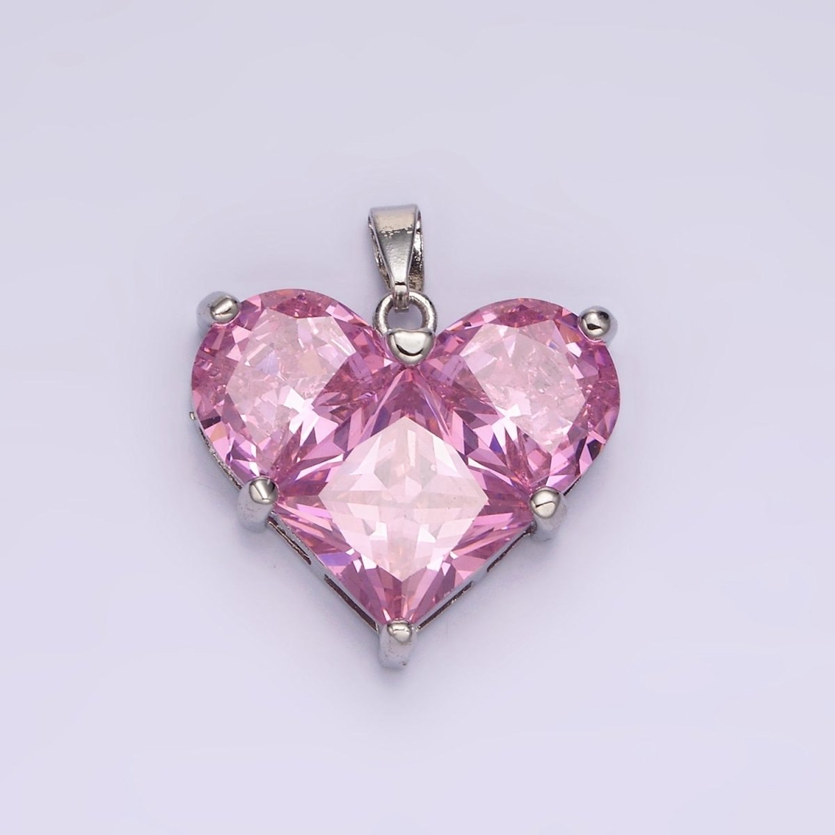 14K Gold Filled Clear, Pink Pixelated Pendant in Gold &amp; Silver | N1809 - N1812