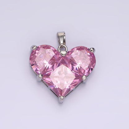 14K Gold Filled Clear, Pink Pixelated Pendant in Gold &amp; Silver | N1809 - N1812