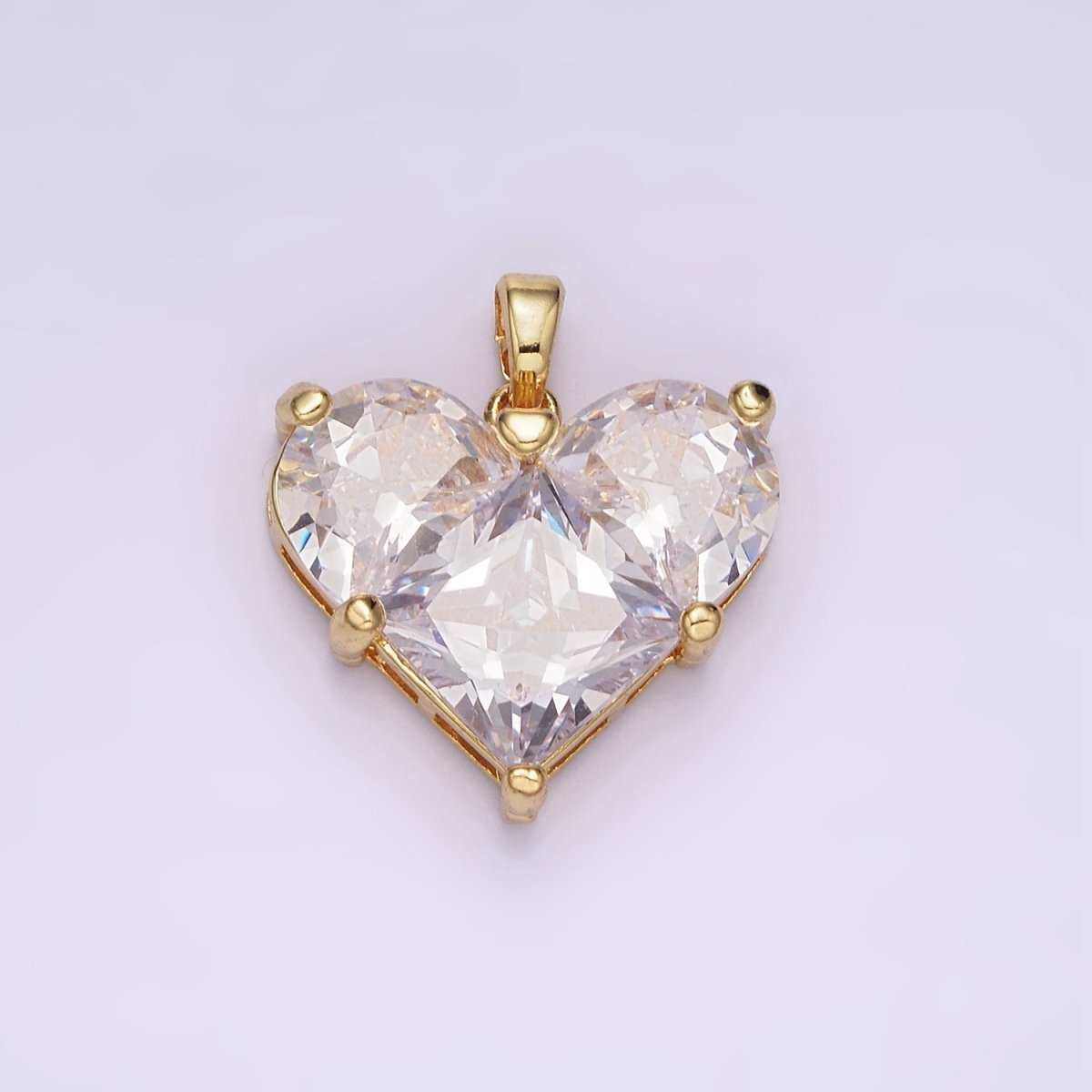 14K Gold Filled Clear, Pink Pixelated Pendant in Gold &amp; Silver | N1809 - N1812