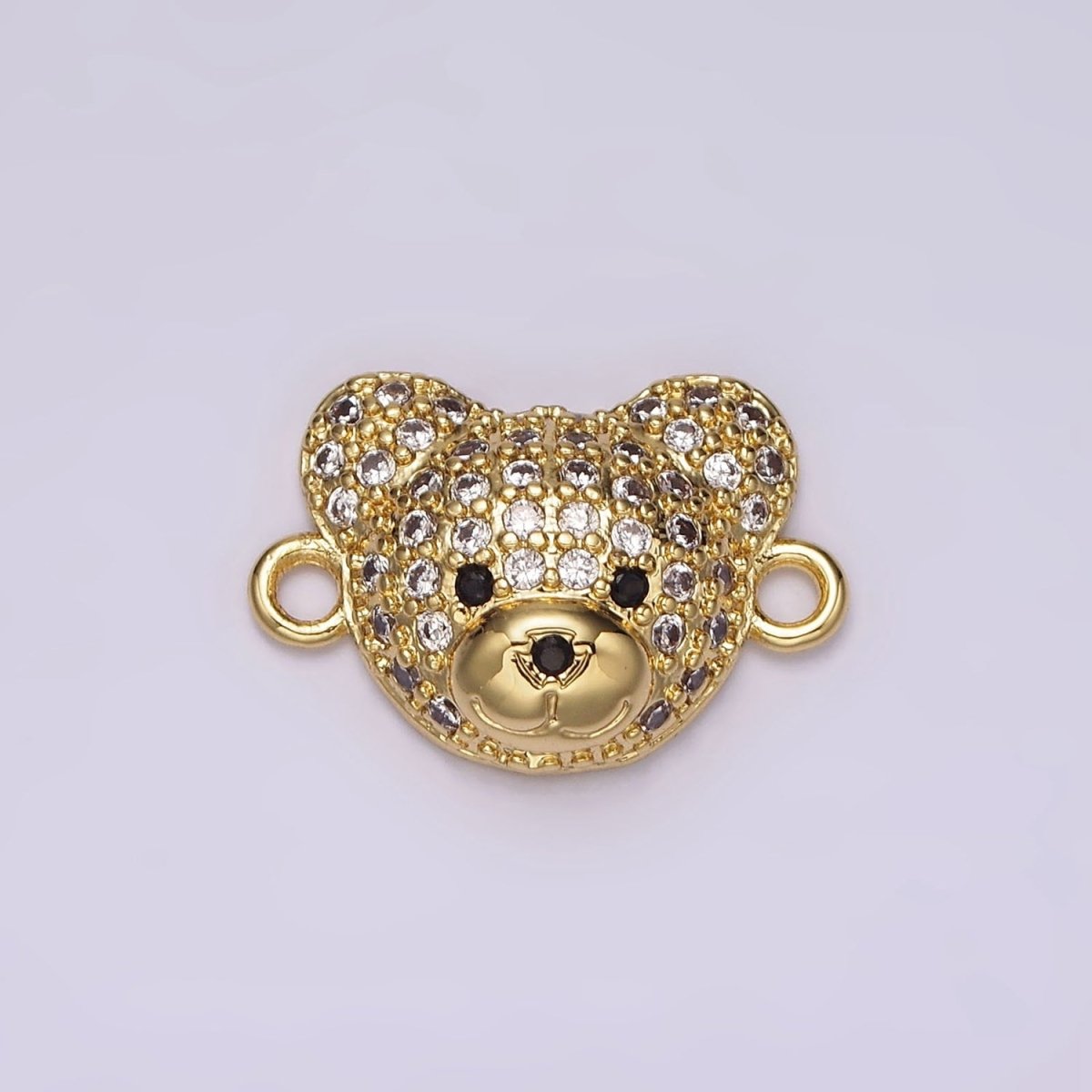 14K Gold Filled Clear, Turquoise Micro Paved CZ Teddy Bear Animal Connector in Gold &amp; Silver | G257 - G258