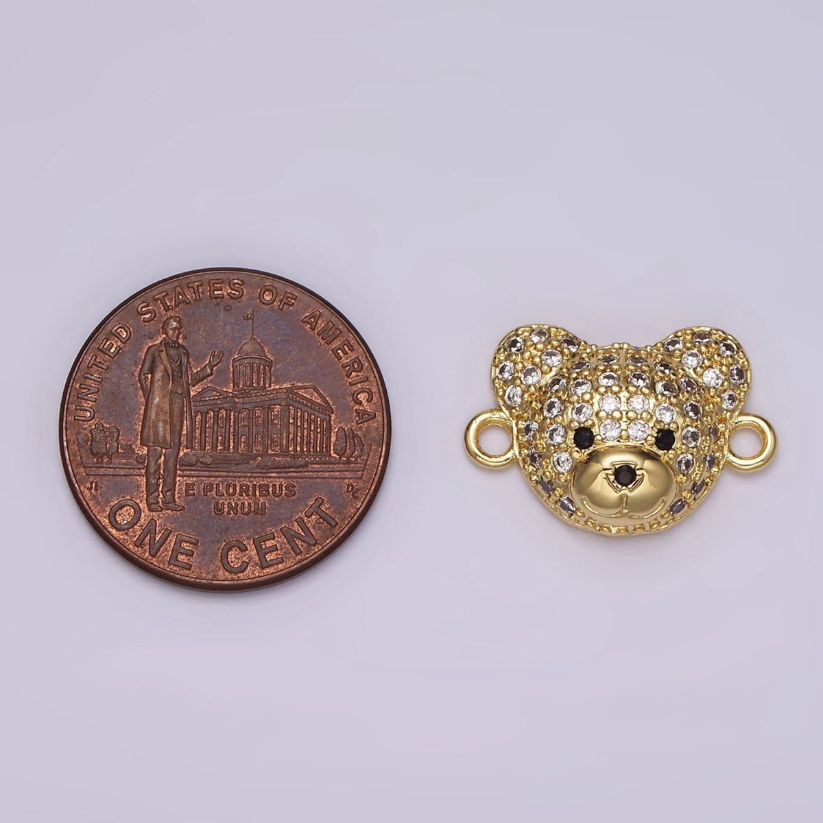 14K Gold Filled Clear, Turquoise Micro Paved CZ Teddy Bear Animal Connector in Gold &amp; Silver | G257 - G258
