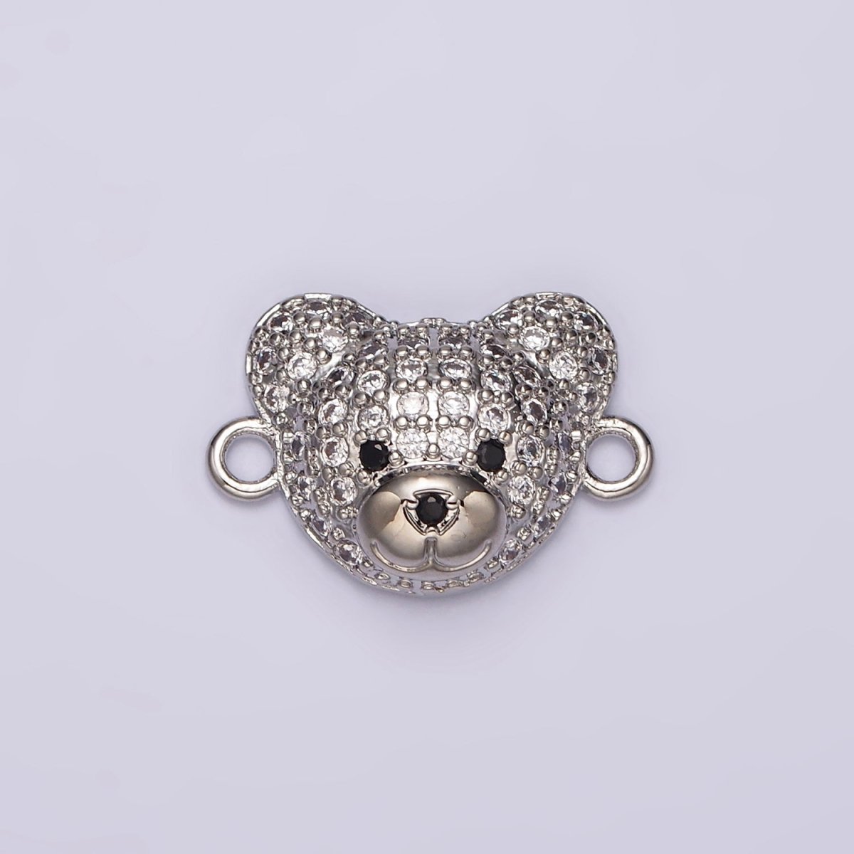 14K Gold Filled Clear, Turquoise Micro Paved CZ Teddy Bear Animal Connector in Gold &amp; Silver | G257 - G258
