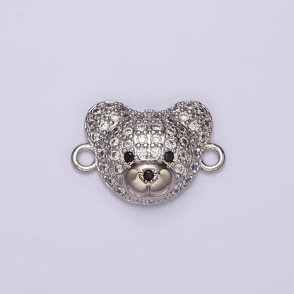 14K Gold Filled Clear, Turquoise Micro Paved CZ Teddy Bear Animal Connector in Gold &amp; Silver | G257 - G258