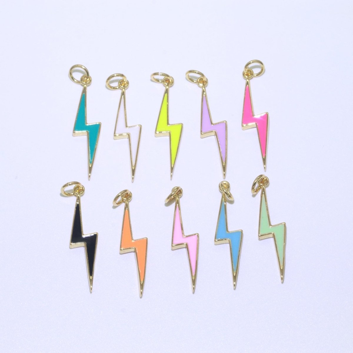 14K Gold Filled Colorful Enamel Lightning Thunder Bolt Pendant Charm For Wholesale Pendants and Charms Jewelry Making Craft Supplies M-305 to M-314