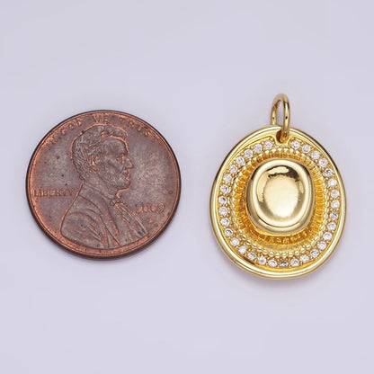 14K Gold Filled Cowboy Hat Clear CZ Lined Charm | N1528
