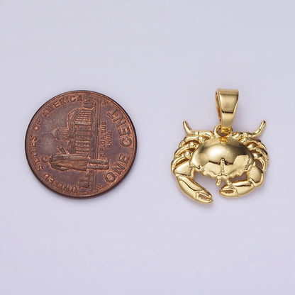 14K Gold Filled Crab Crustacean Beach Animal Pendant | AH042