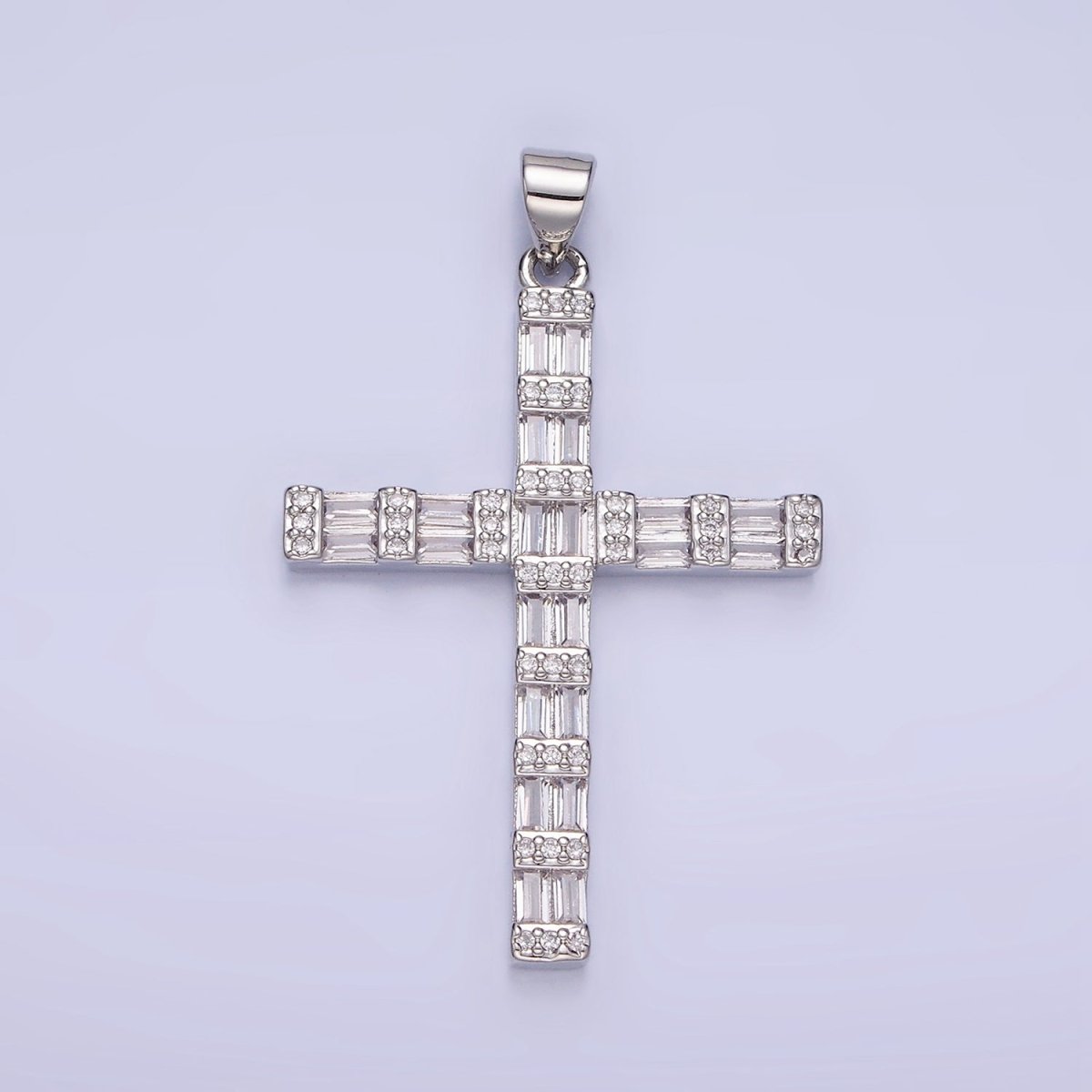14k Gold Filled Cross Charm with Clear Baguette Stone for Religious Charm | AA1188