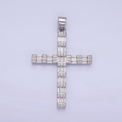 14k Gold Filled Cross Charm with Clear Baguette Stone for Religious Charm | AA1188