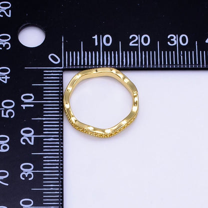 14K Gold Filled Curved Bubble Beaded Minimalist Ring | U514