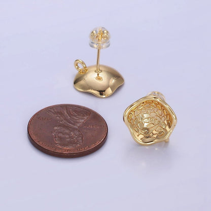 14K Gold Filled Curved Geometric Drop Stud Earrings Findings | Z702