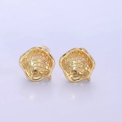 14K Gold Filled Curved Geometric Drop Stud Earrings Findings | Z702