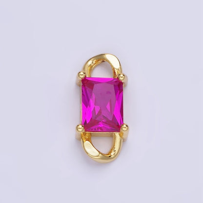 14K Gold Filled CZ Baguette Birthstone Curb Link Personalized Connector | G274 - G279