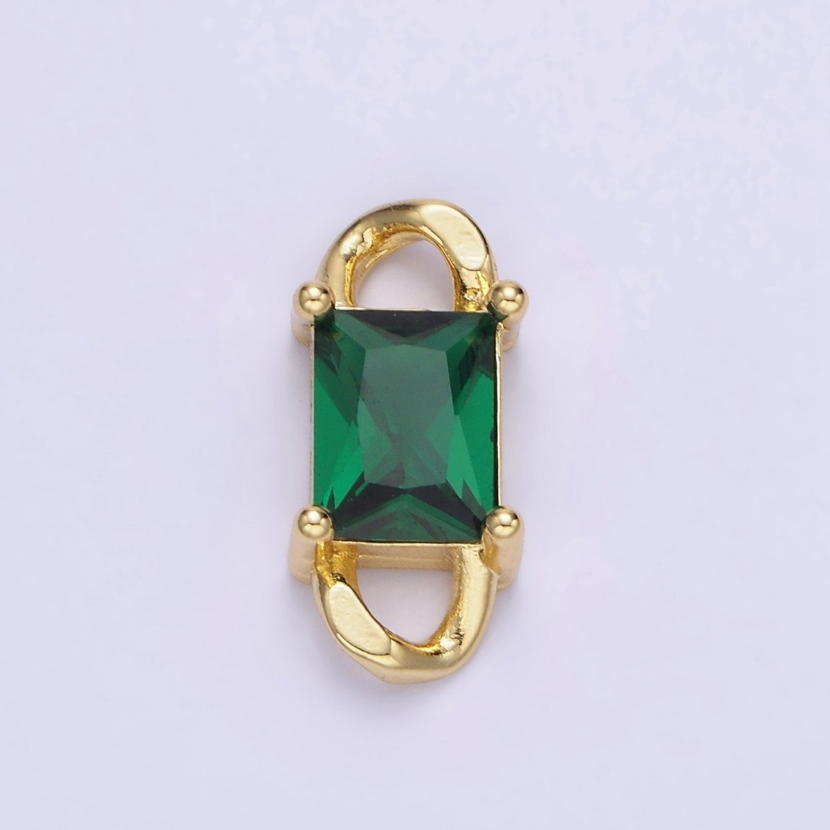 14K Gold Filled CZ Baguette Birthstone Curb Link Personalized Connector | G274 - G279