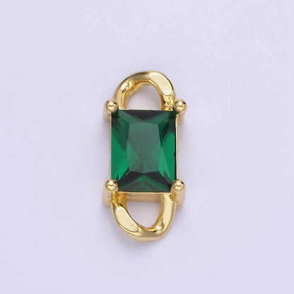 14K Gold Filled CZ Baguette Birthstone Curb Link Personalized Connector | G274 - G279