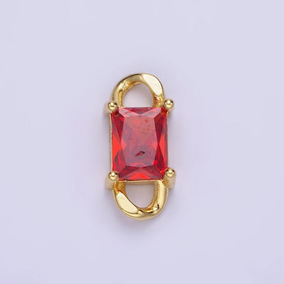 14K Gold Filled CZ Baguette Birthstone Curb Link Personalized Connector | G274 - G279