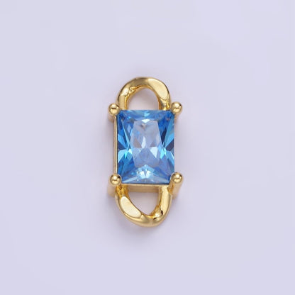 14K Gold Filled CZ Baguette Birthstone Curb Link Personalized Connector | G274 - G279