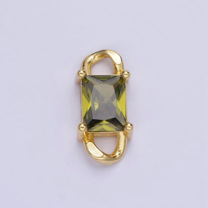 14K Gold Filled CZ Baguette Birthstone Curb Link Personalized Connector | G274 - G279