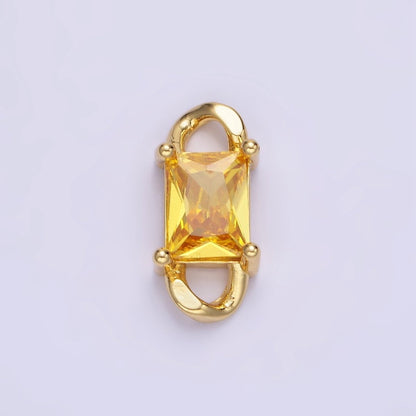 14K Gold Filled CZ Baguette Birthstone Curb Link Personalized Connector | G274 - G279