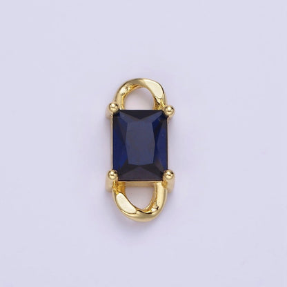14K Gold Filled CZ Baguette Birthstone Curb Link Personalized Connector | G274 - G279