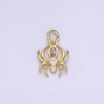 14K Gold Filled CZ Black Widow Spider Insect Animal Charm | AG746