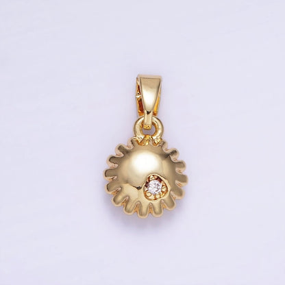 14K Gold Filled CZ Celestial Sun Puffed Mini Pendant | AA1176