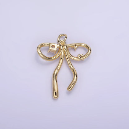 14K Gold Filled CZ Coquette Ribbon Tied Bow Charm | W539