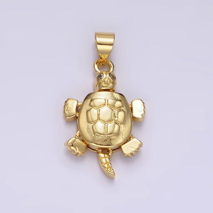14K Gold Filled CZ Eye Turtle Tortoise Ocean Animal Pendant | N1910