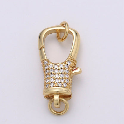 14k Gold Filled CZ Micro Pave Clasp Rectangle Lock Clasp, Interlock Micro pave Clasp Fastener for Bracelet Necklace Clear Pink Black Purple K-116