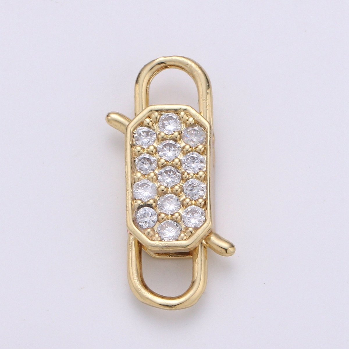 14k Gold Filled CZ Micro Pave Clasp Rectangle Lock Clasp, Interlock Micro pave Clasp Fastener for Bracelet Necklace Clear Pink Black Purple K-725 - K-729