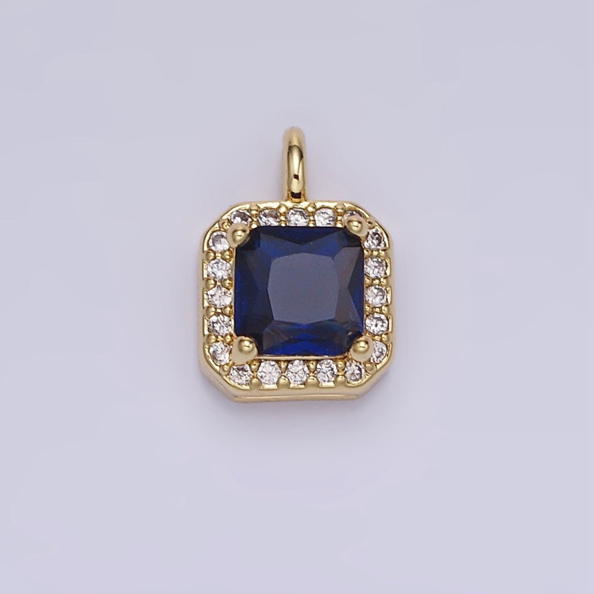 14K Gold Filled Birthstone CZ Micro Paved Square Edged Charm in Gold &amp; Silver | W684 - W695
